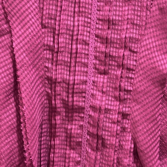 💜 Anthropologie HD in Paris Sheer Long-Sleeve Blouse - Thistle Berry  💜 - Picture 9 of 13